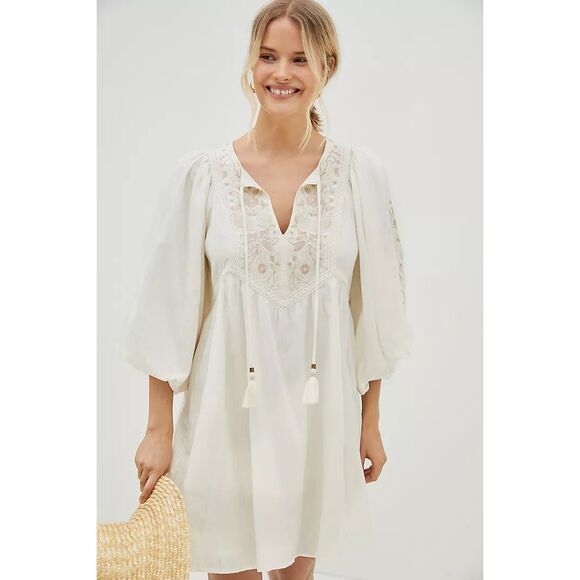 Anthropologie Viveka Embroidered Lace Mini Dress Size M - Picture 1 of 10